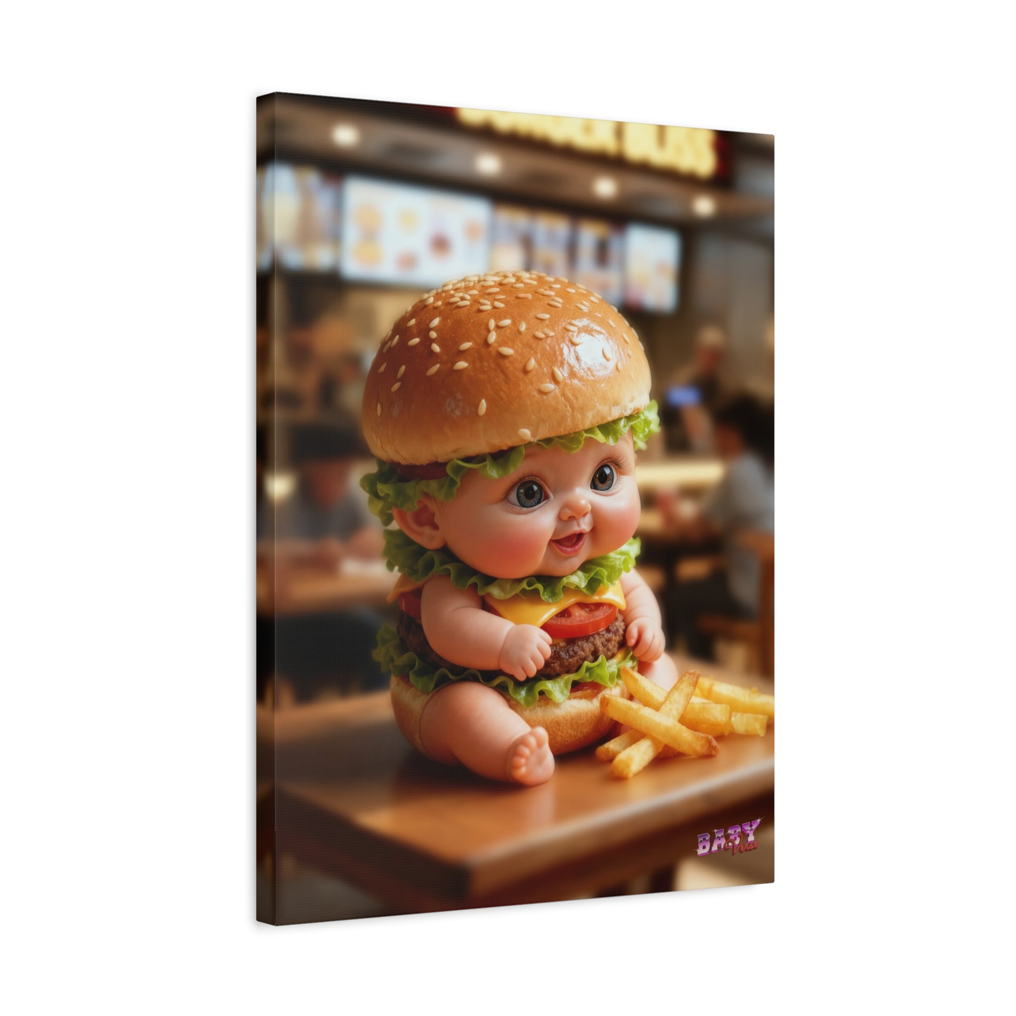 BurgerBaby Canvas Wall Art Cute Fast Food Baby Decor | Matte Canvas, Stretched, 1.25"