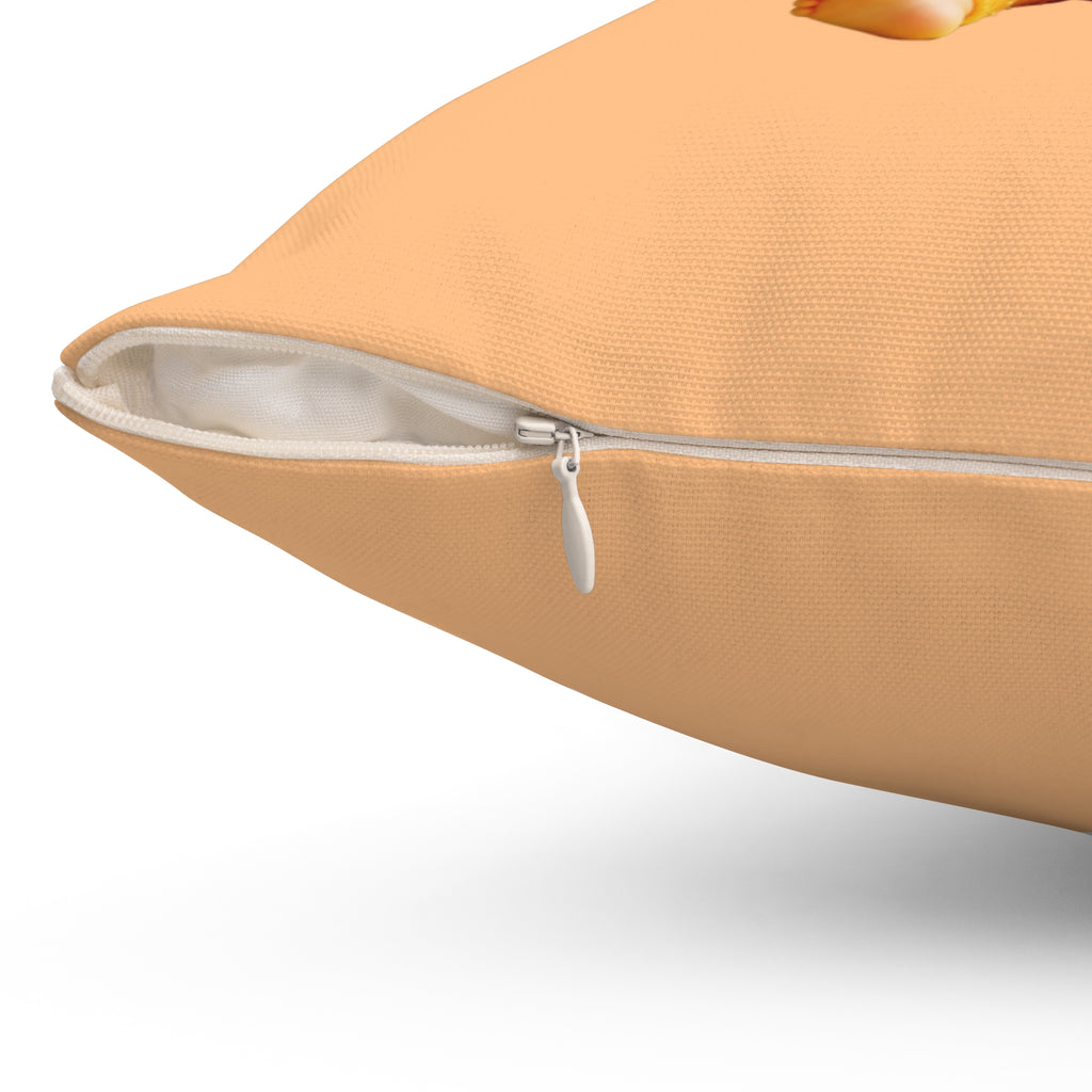 Mikan Baby Peach Orange Throw Pillow Cute Fruit Baby Illustration Spun Polyester Square Pillow