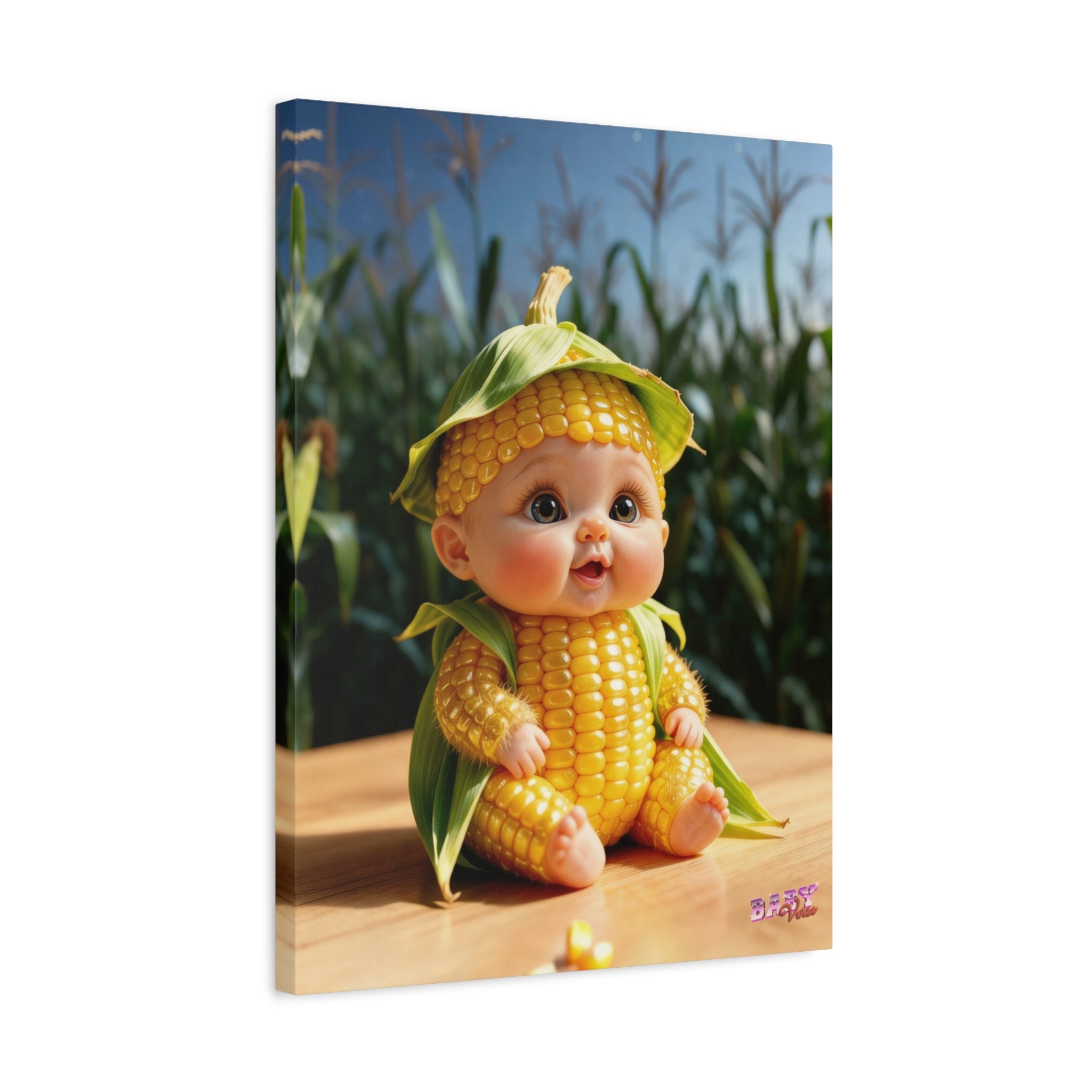 Corn Baby Canvas Print Cute Yellow Farm Character Wall Decoration (YouTube Store Edition) | Matte Canvas, Stretched, 1.25"