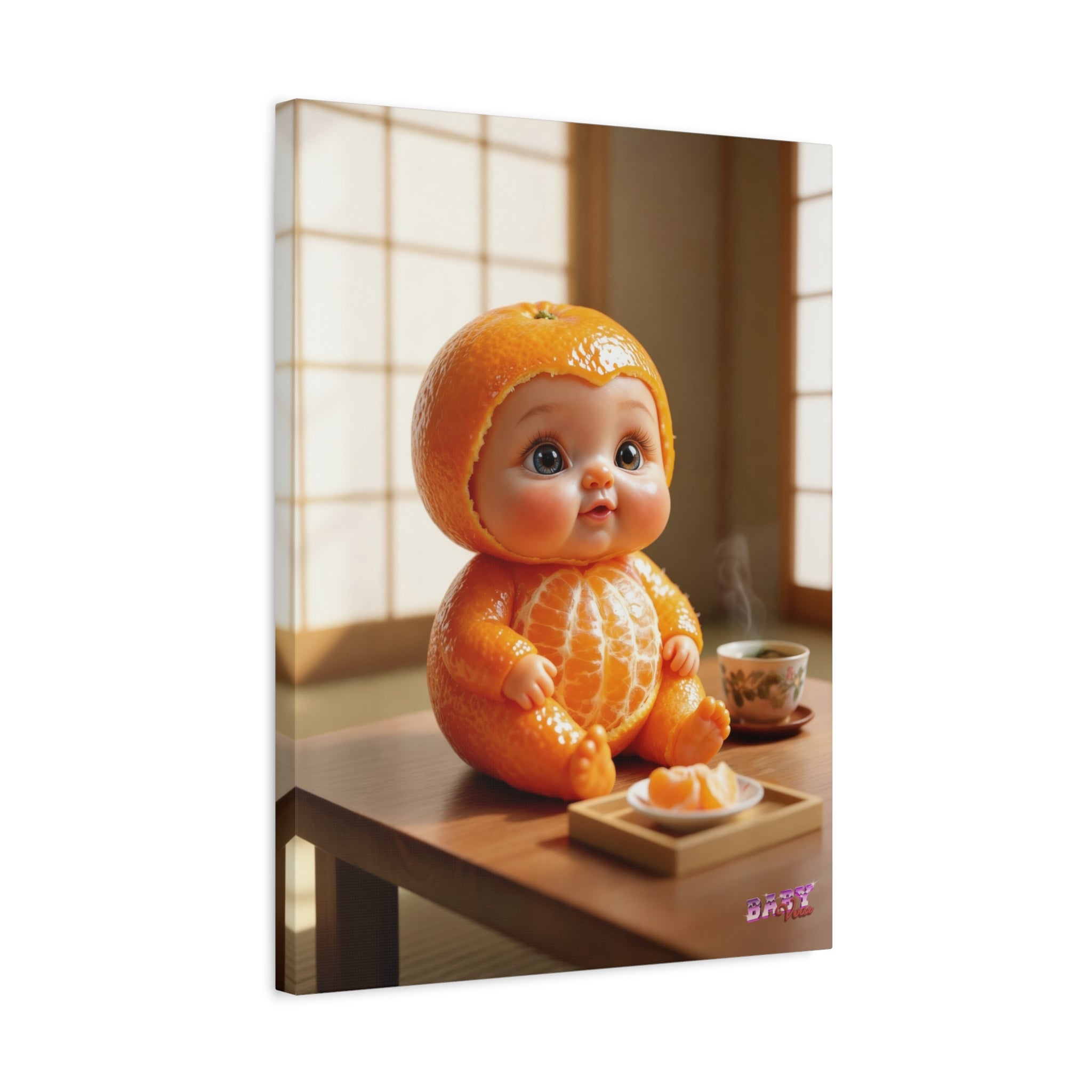 Canvas Wall Art with Mikan Baby in Japanese Room Kawaii Orange (YouTube Store Edition) | Matte Canvas, Stretched, 1.25"