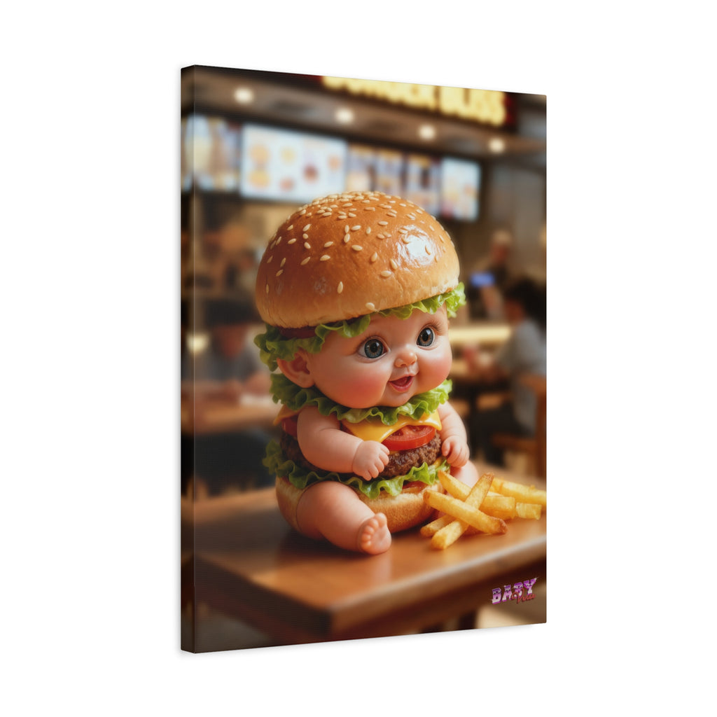 BurgerBaby Canvas Wall Art Cute Fast Food Baby Decor(YouTube Store Edition) | Matte Canvas, Stretched, 1.25"