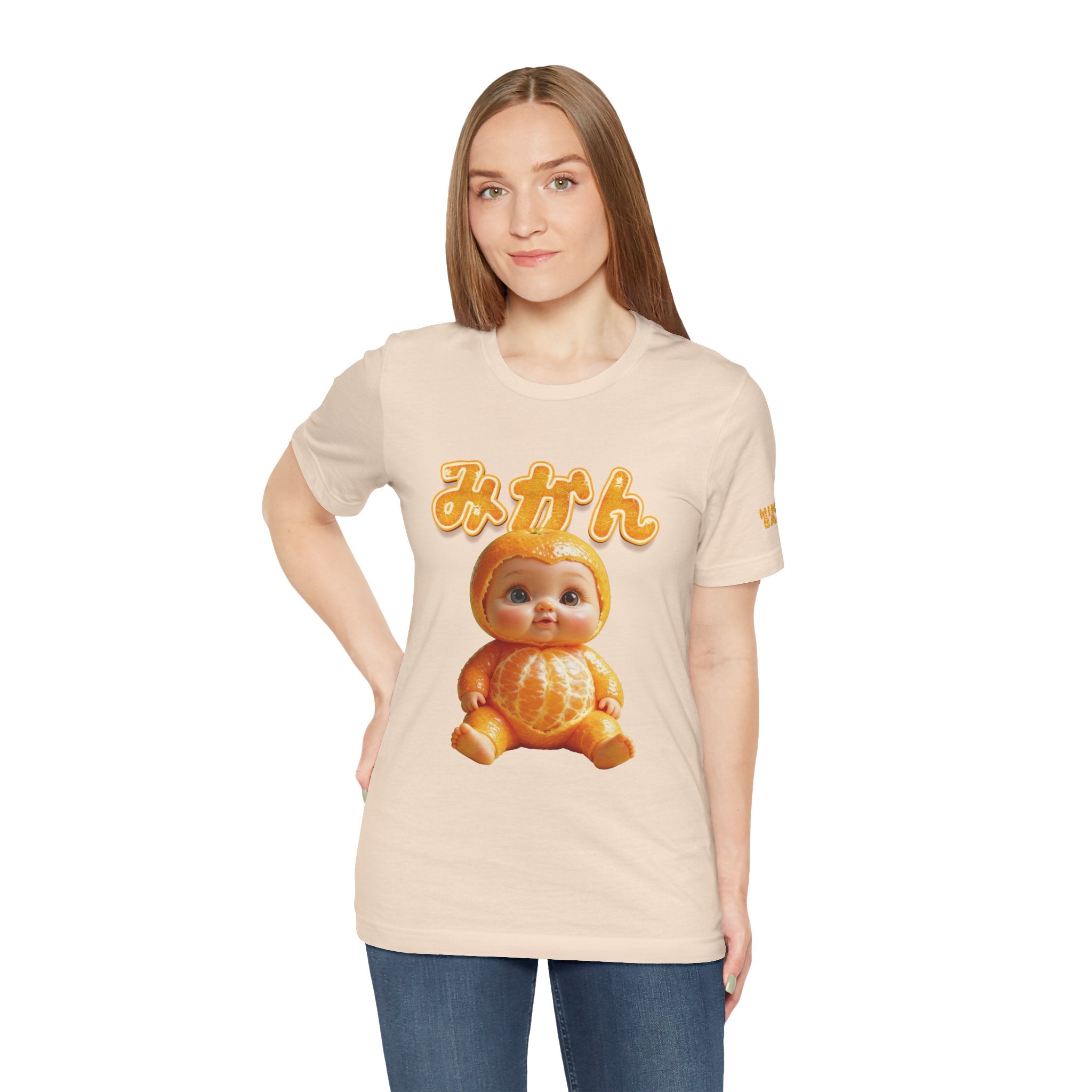 Graphic T Shirt with Cute Mikan Baby Mandarin Orange Illustration Unisex Jersey Short Sleeve Tee