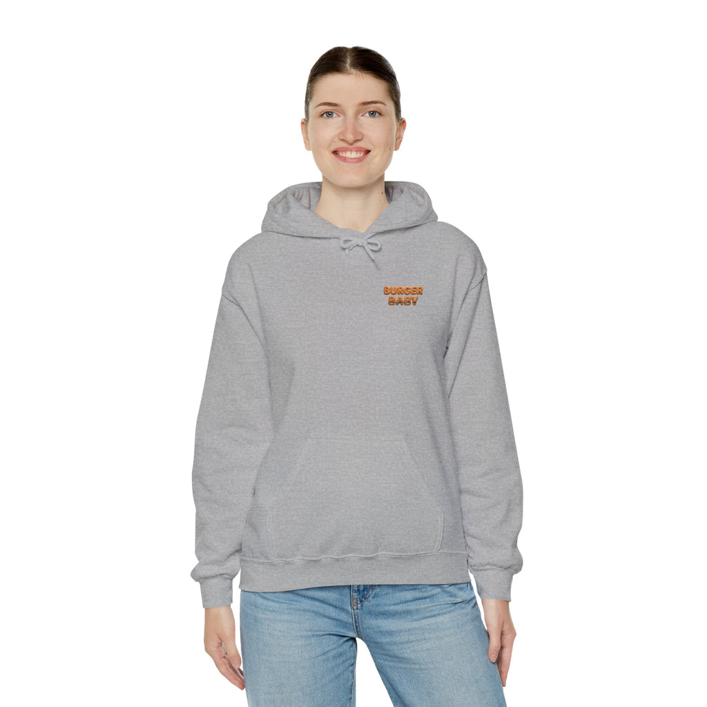 Burger Baby Hoodie Cute Food Character Back Print (YouTube Store Edition) | Unisex Heavy Blend™ Hooded Sweatshirt