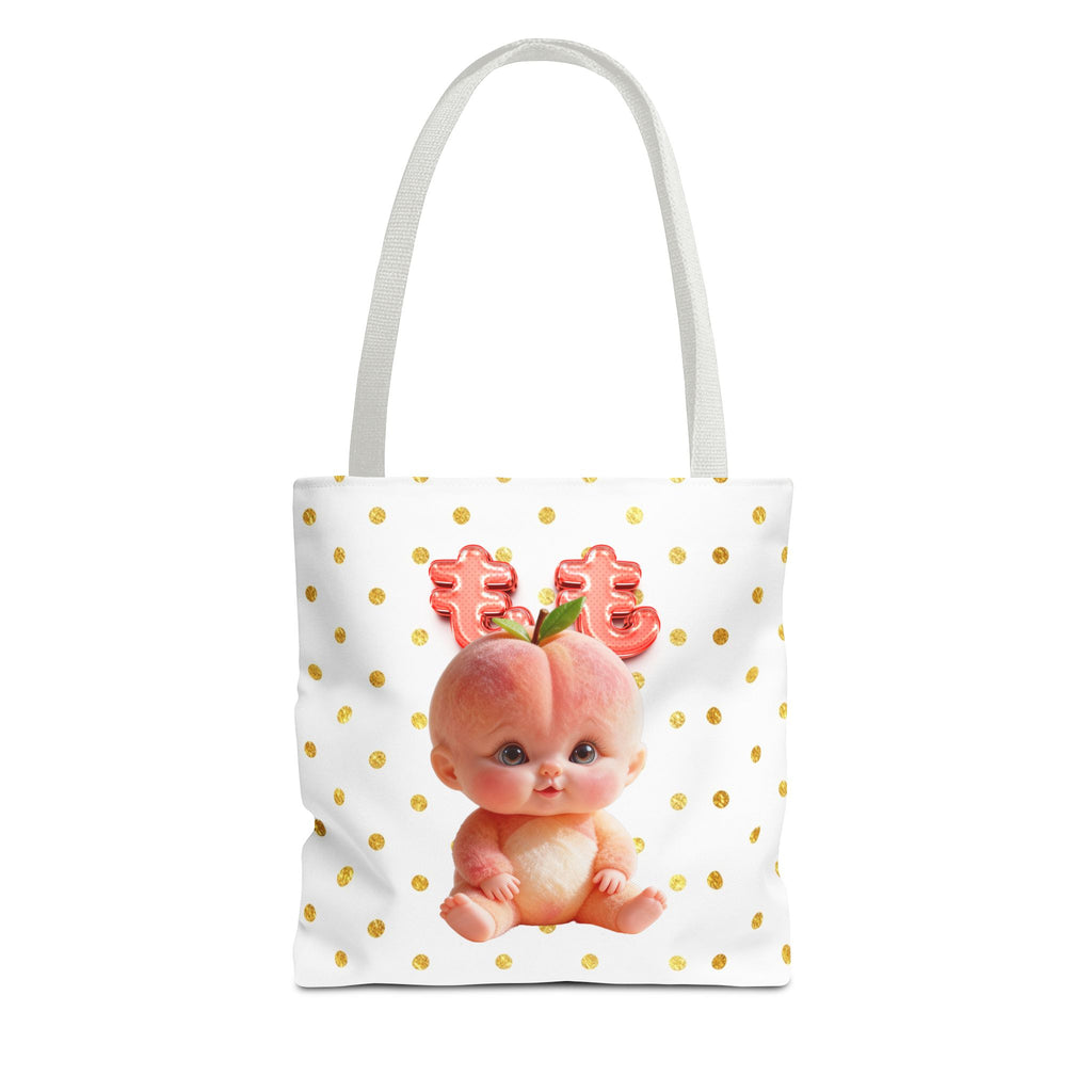 Cute Peach Baby Tote Bag Kawaii Baby Character Illustration Tote Bag (AOP)