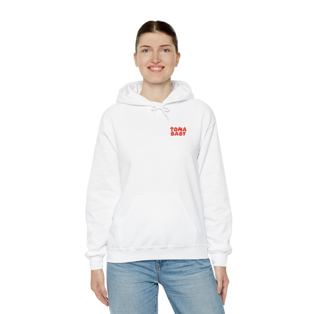 Tomato Baby Hoodie Cute Food Character Back Print | Unisex Heavy Blend™ Hooded Sweatshirt