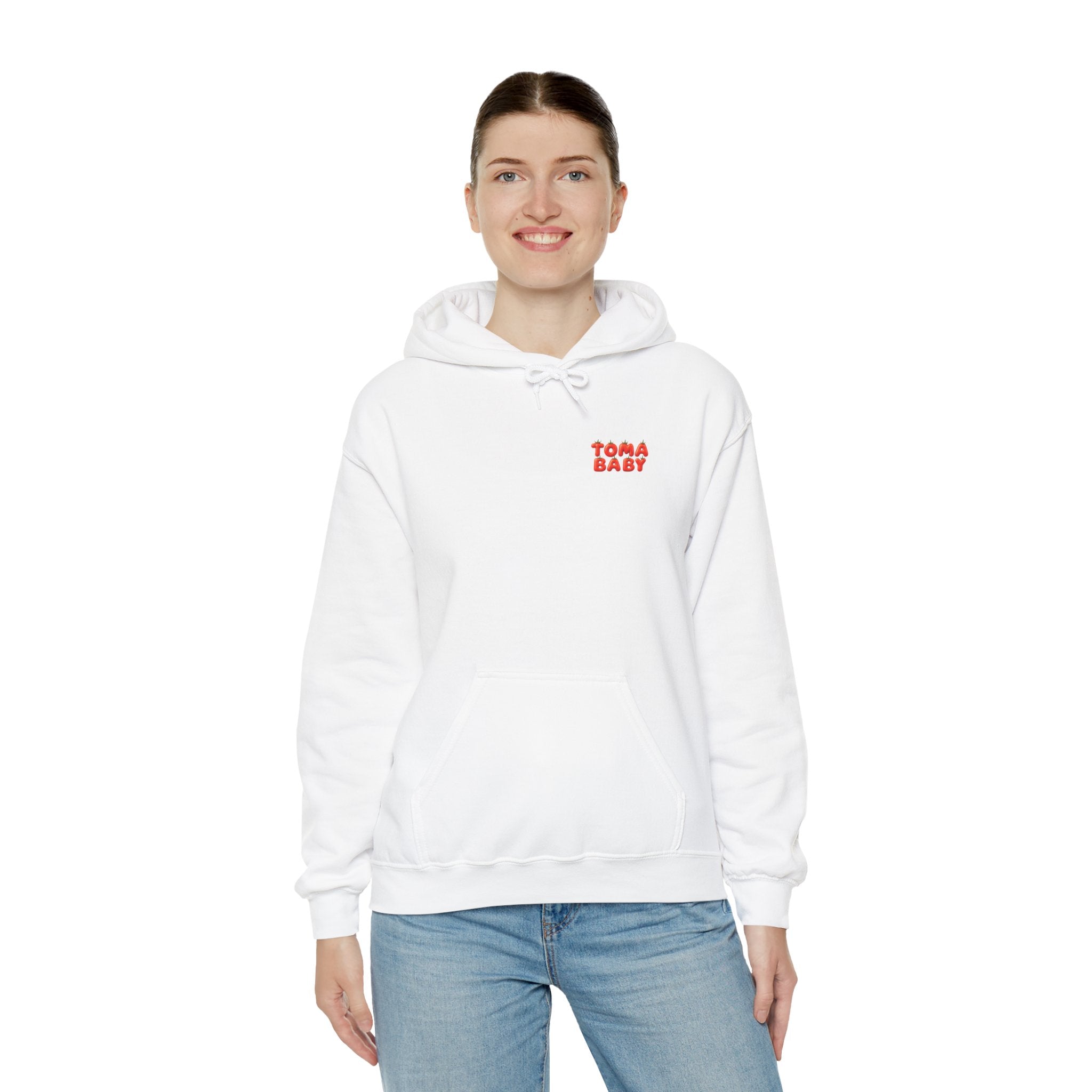 Tomato Baby Hoodie Cute Food Character Back Print | Unisex Heavy Blend™ Hooded Sweatshirt