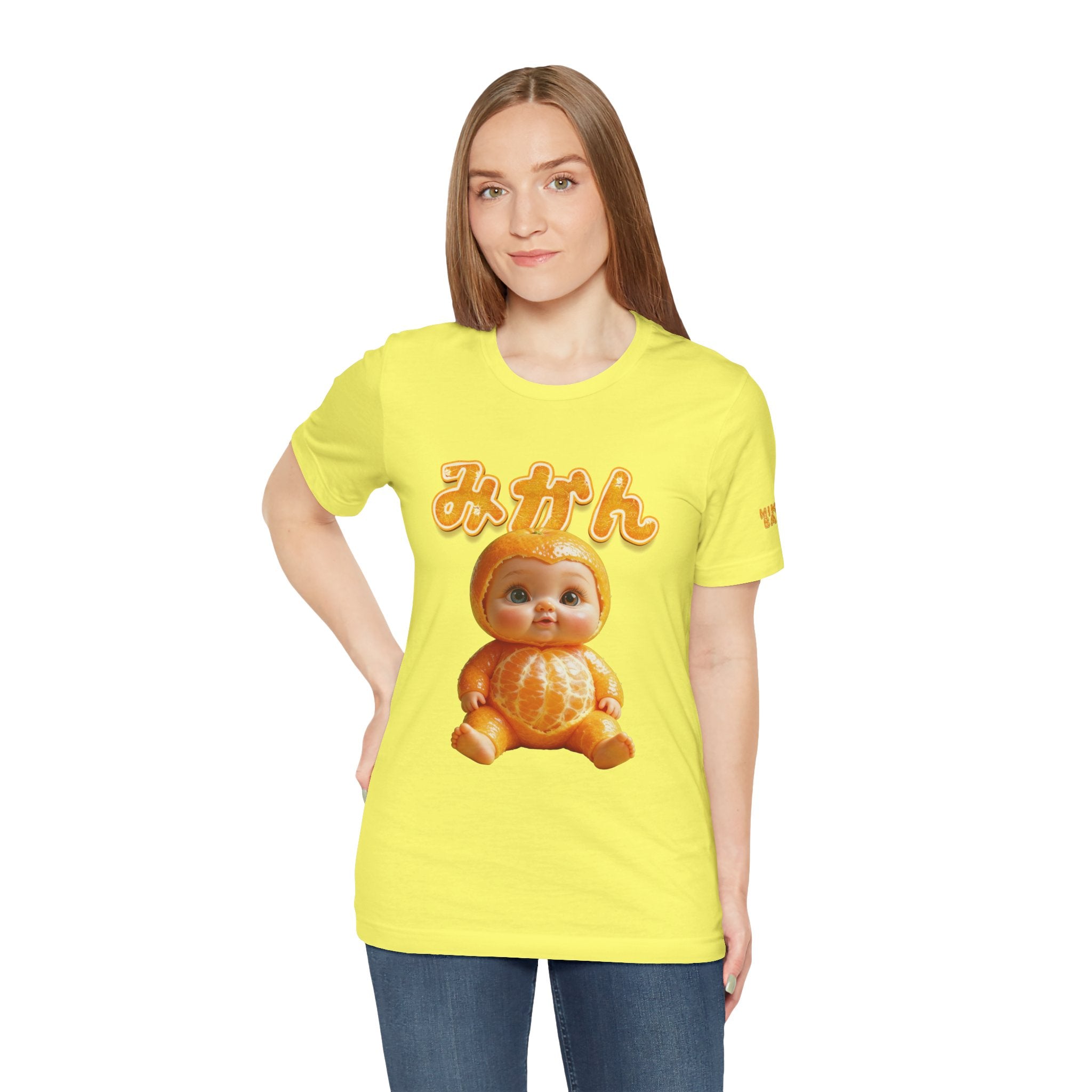 Graphic T Shirt with Cute Mikan Baby Mandarin Orange Illustration Unisex Jersey Short Sleeve Tee