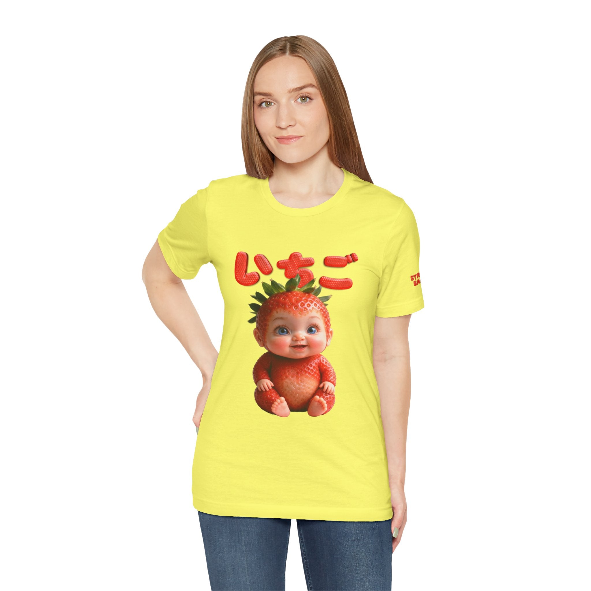 Strawberry Baby Kawaii Japanese T-Shirt, Cute Fruit Character Tee, Pink Aesthetic Shirt, Soft Cotton Unisex Top