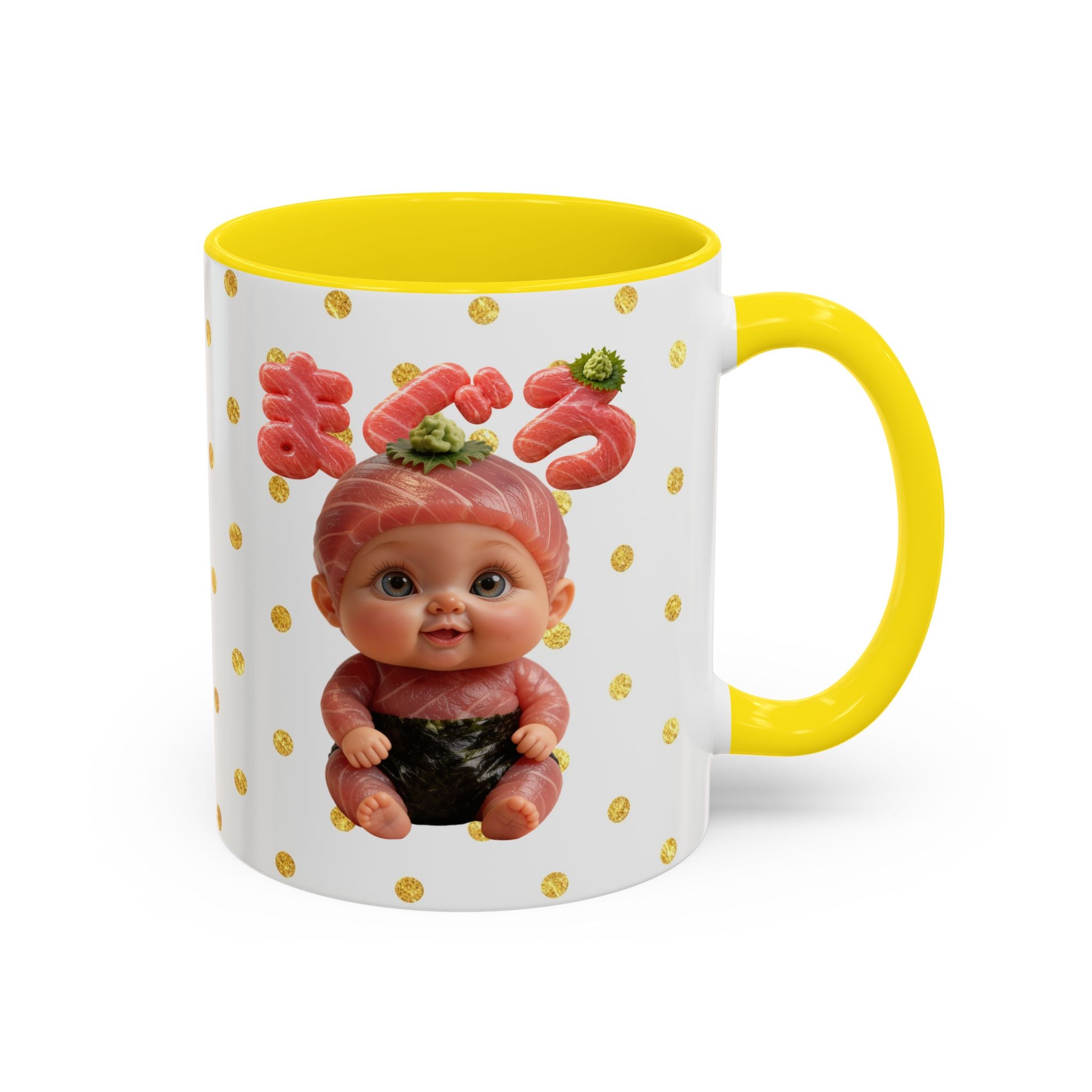 Tuna Baby Mug Maguro Sushi Character Japanese Text | Accent Coffee Mug (11, 15oz)